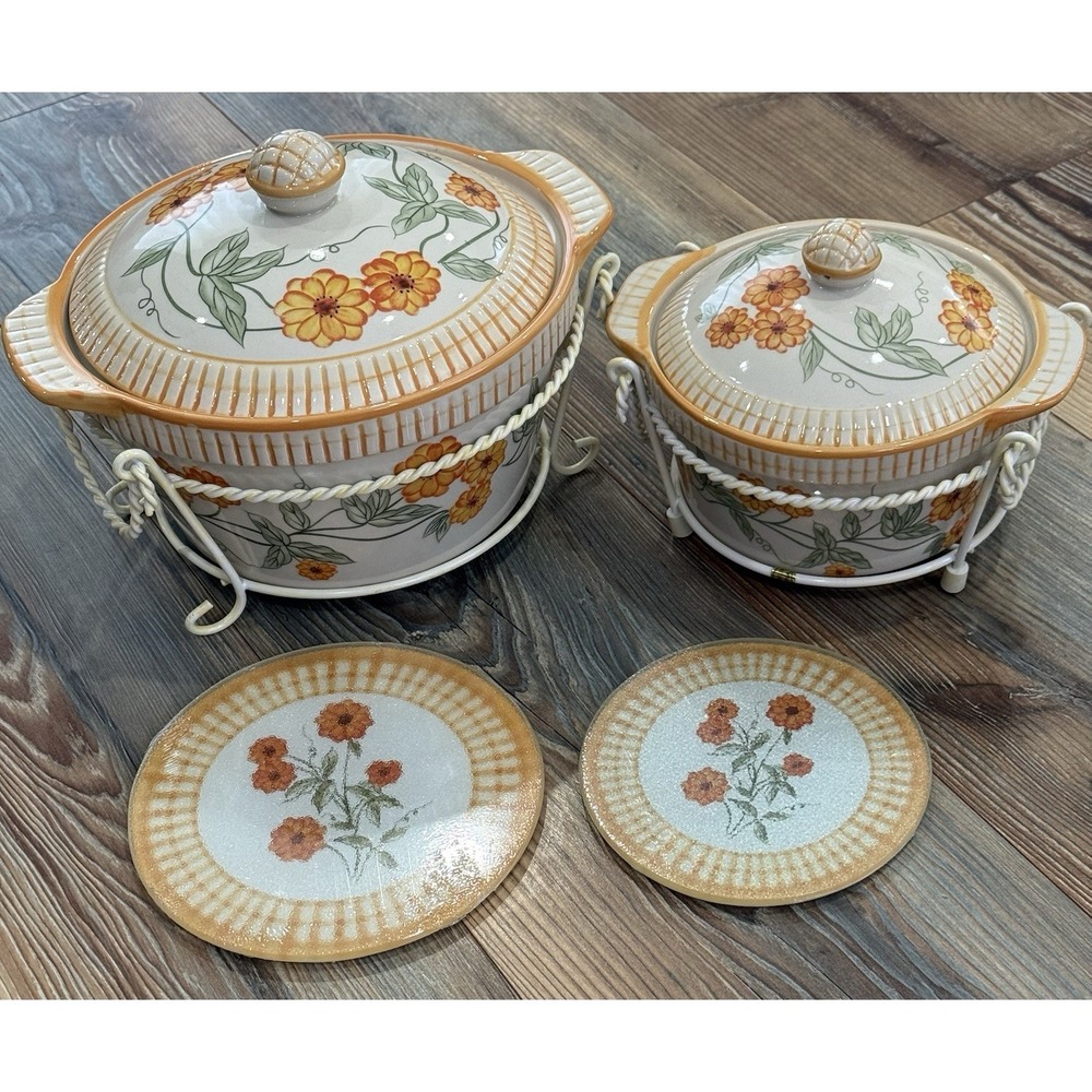 Temp-Tations Presentable Ovenware  by Tara bowls, Trivets, Covers  Old World Set